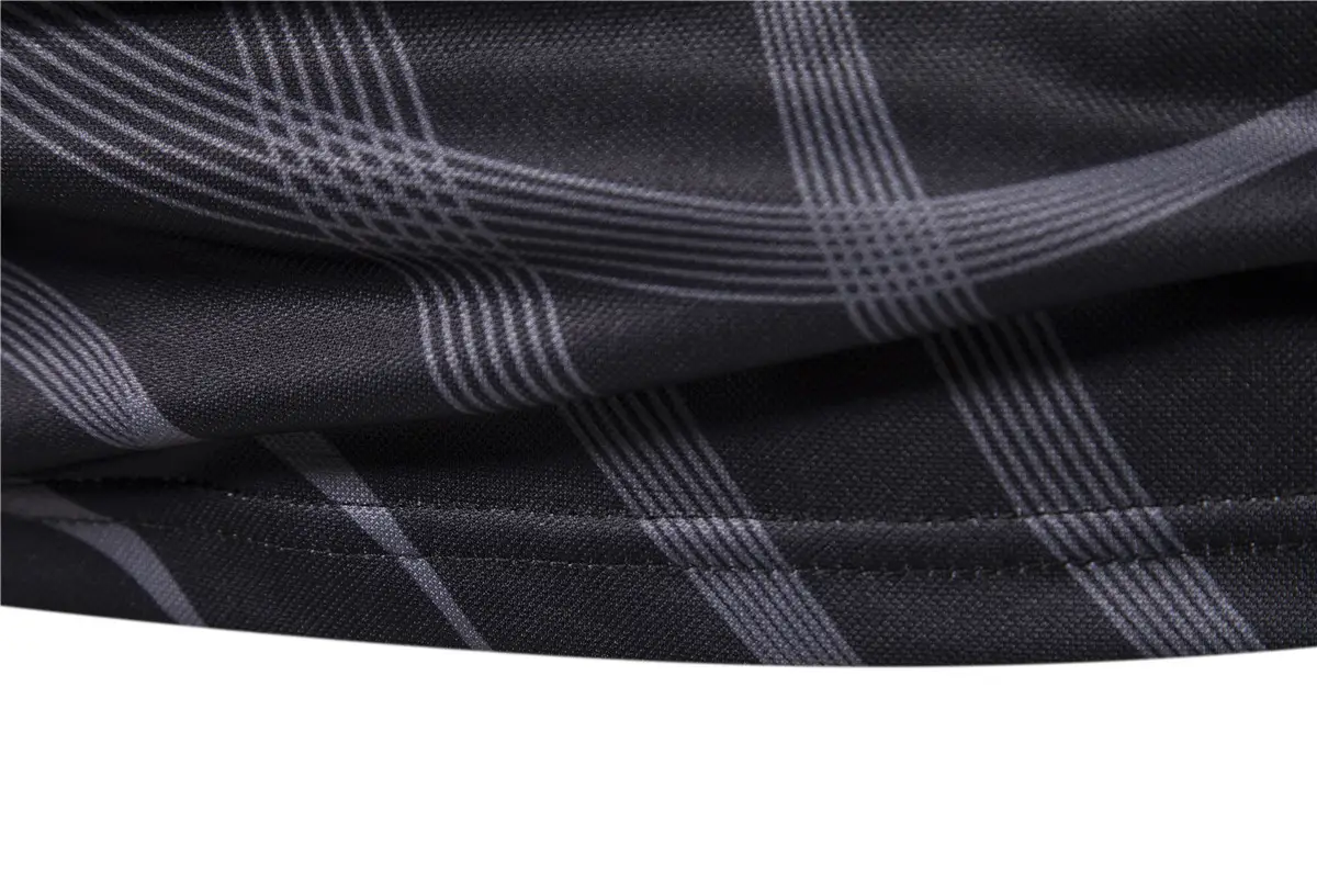 Men's Black Striped Polo Shirt Short Sleeve Lapel — feature 17