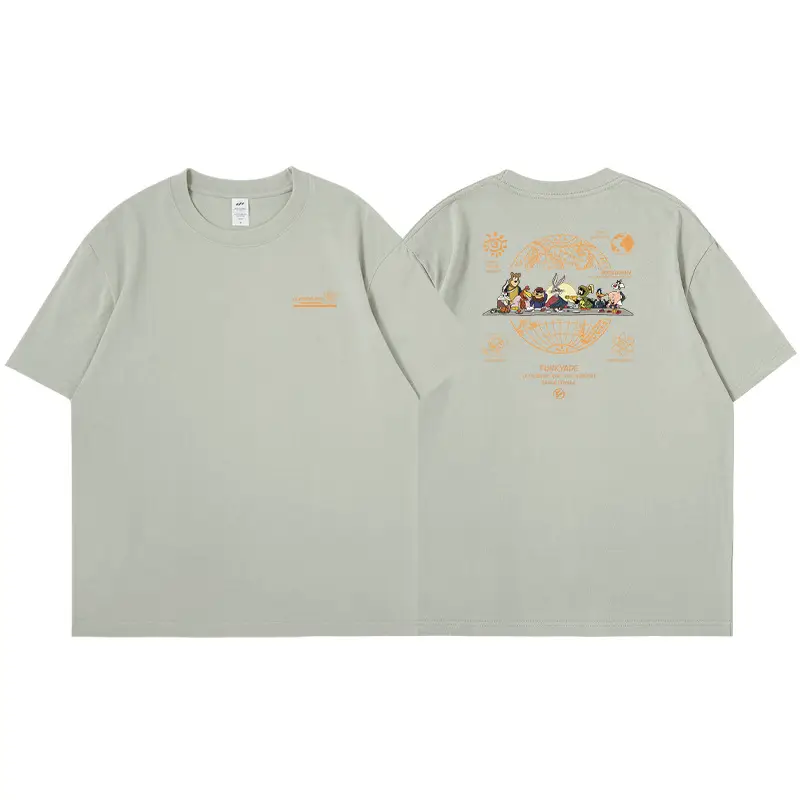 Men's Japanese Bugs Bunny Printed Cotton T-Shirt Beige - Image 5