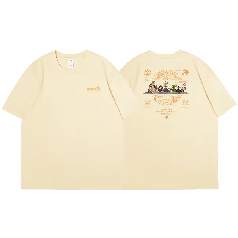 Men's Japanese Bugs Bunny Printed Cotton T-Shirt Beige - Image 8