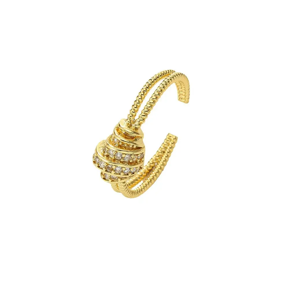 Japanese Korean Style Adjustable Gold Ring with Full Diamond Design - Image 6