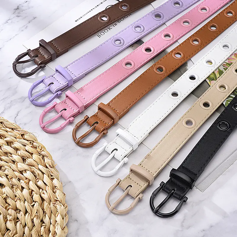 Women's Brown Hollow Pin Buckle Belt - Image 8