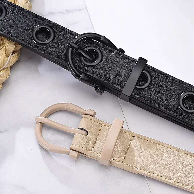 Women's Brown Hollow Pin Buckle Belt - Image 9