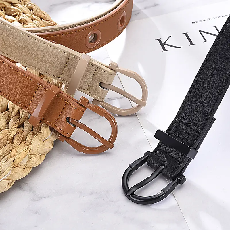 Women's Brown Hollow Pin Buckle Belt - Image 10
