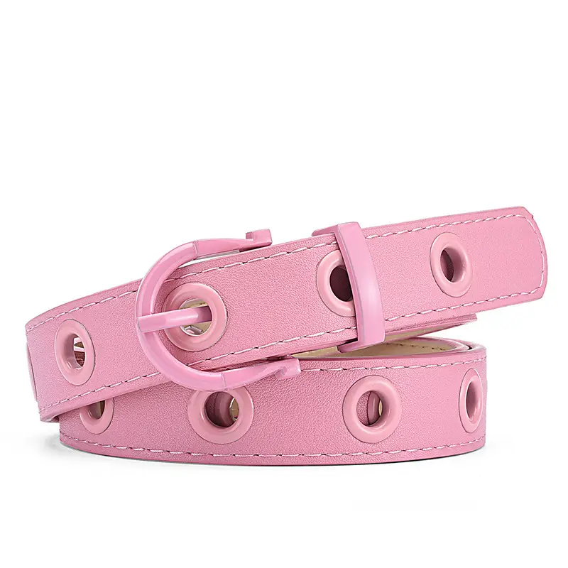 Women's Brown Hollow Pin Buckle Belt - Image 4