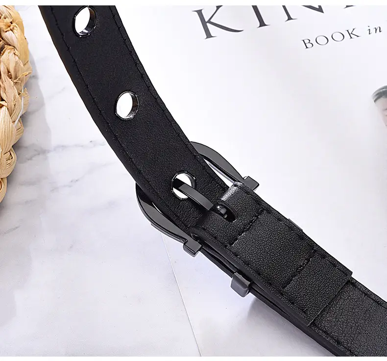 Women's Brown Hollow Pin Buckle Belt — feature 10