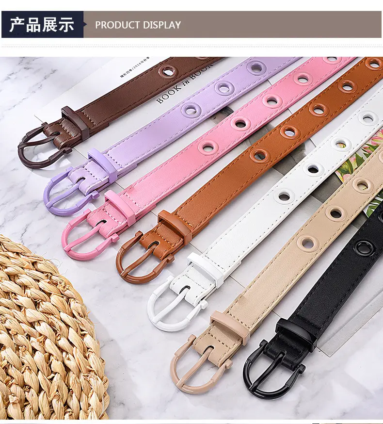Women's Brown Hollow Pin Buckle Belt — feature 14