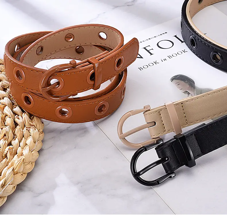Women's Brown Hollow Pin Buckle Belt — feature 15