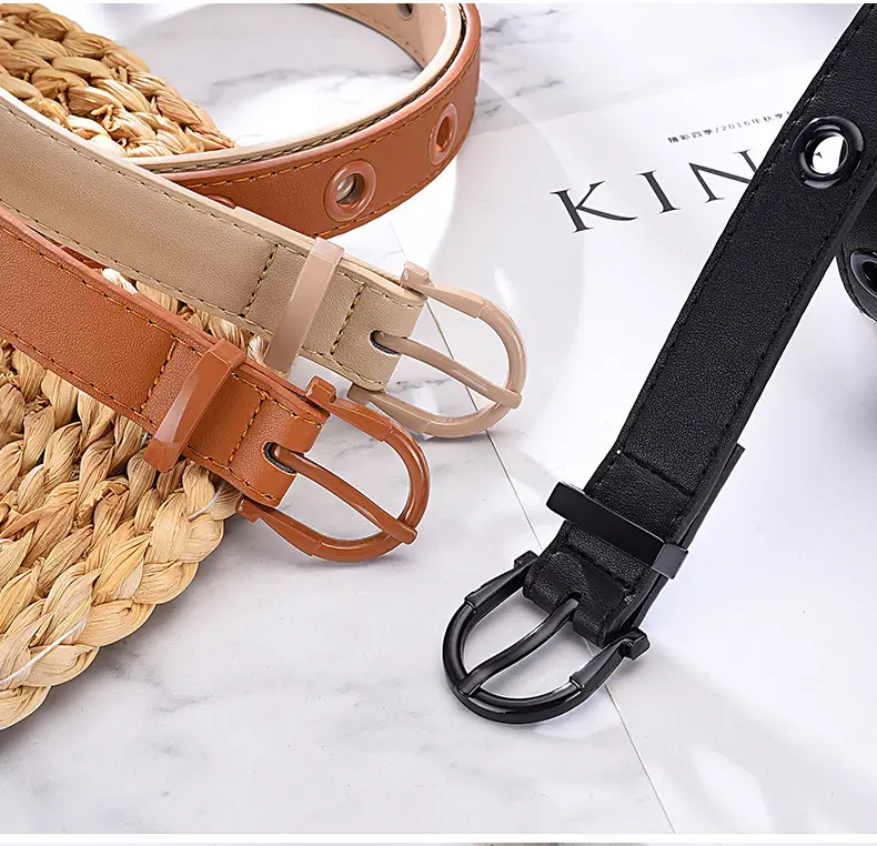 Women's Brown Hollow Pin Buckle Belt — feature 16