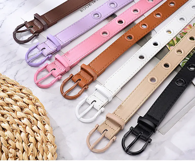 Women's Brown Hollow Pin Buckle Belt — feature 3