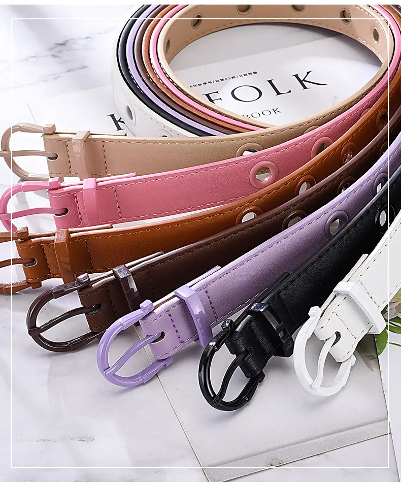 Women's Brown Hollow Pin Buckle Belt — feature 4