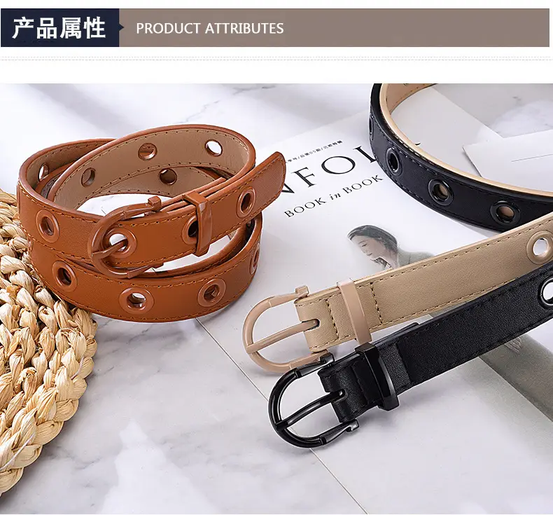 Women's Brown Hollow Pin Buckle Belt — feature 5