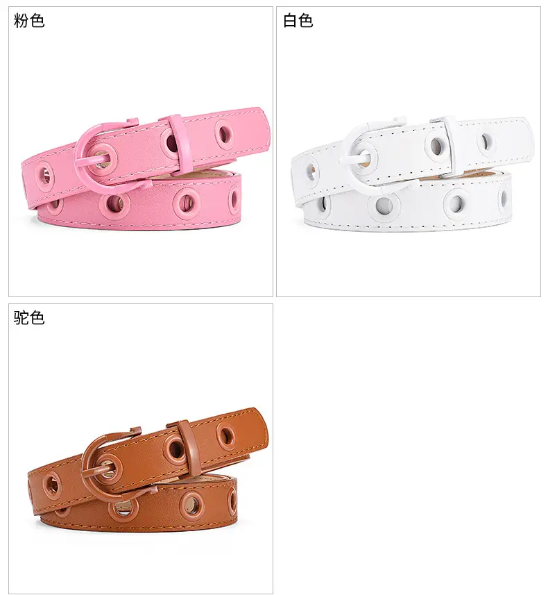 Women's Brown Hollow Pin Buckle Belt — feature 8