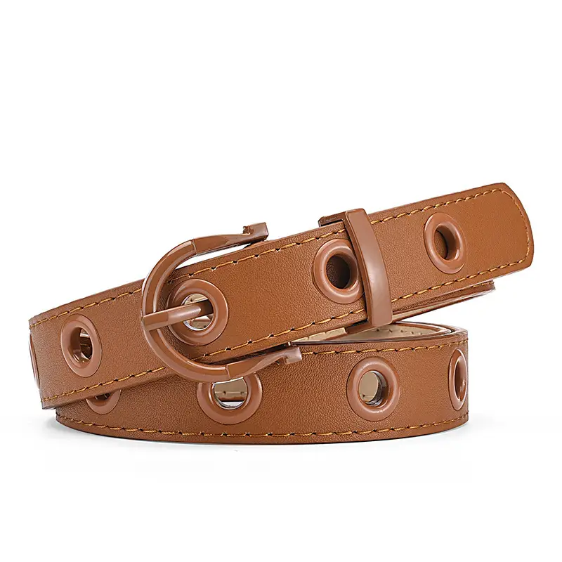 Women's Brown Hollow Pin Buckle Belt - Image 3