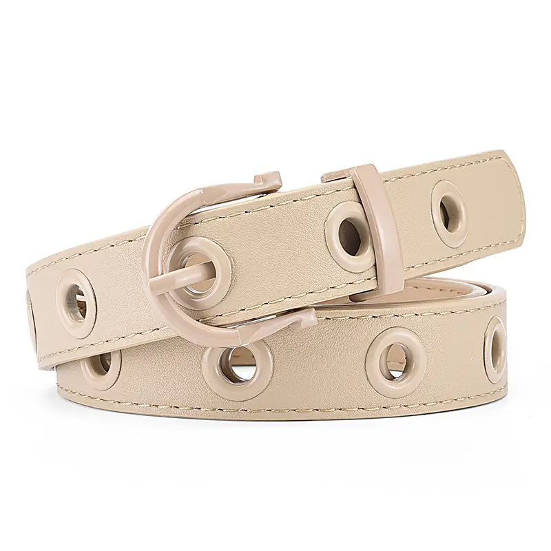 Women's Brown Hollow Pin Buckle Belt - Image 5