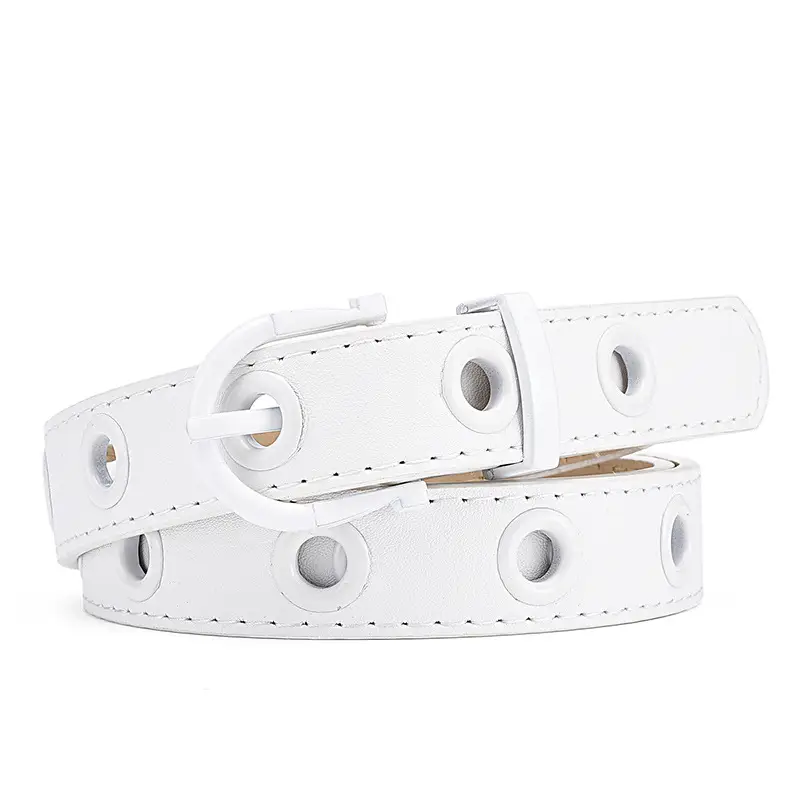 Women's Brown Hollow Pin Buckle Belt - Image 6