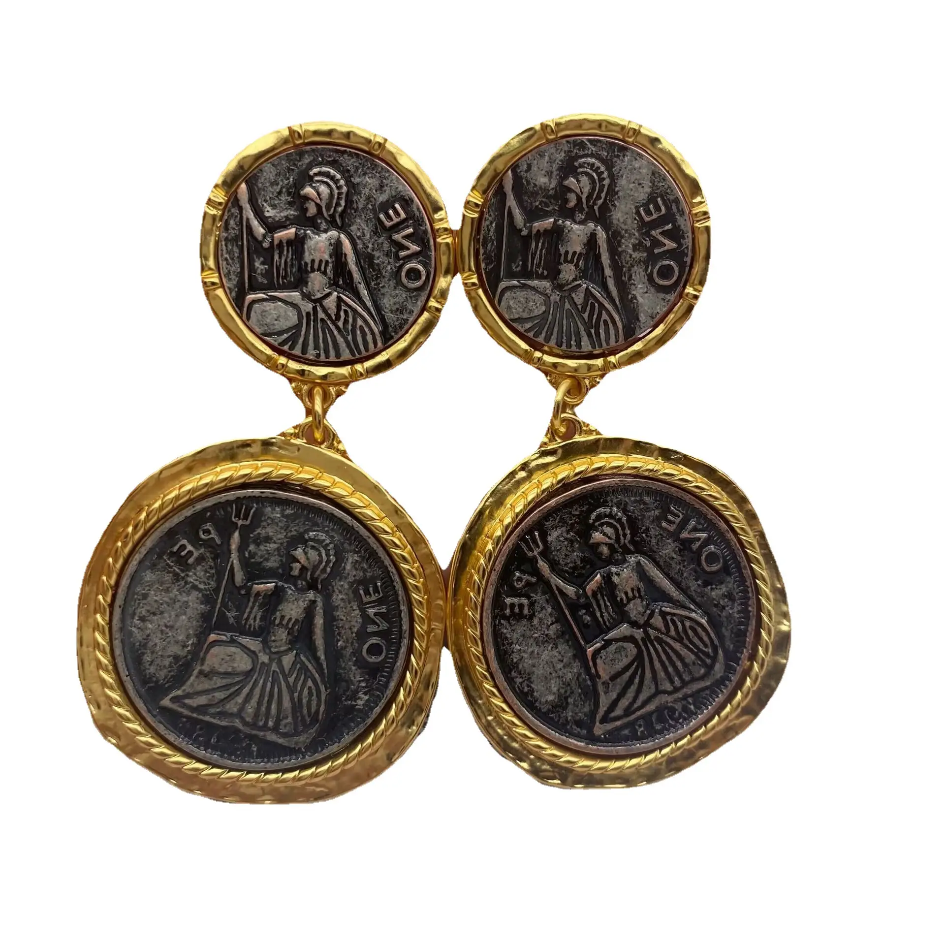 Vintage 925 Silver Needle Earrings with Real Gold Plated Design