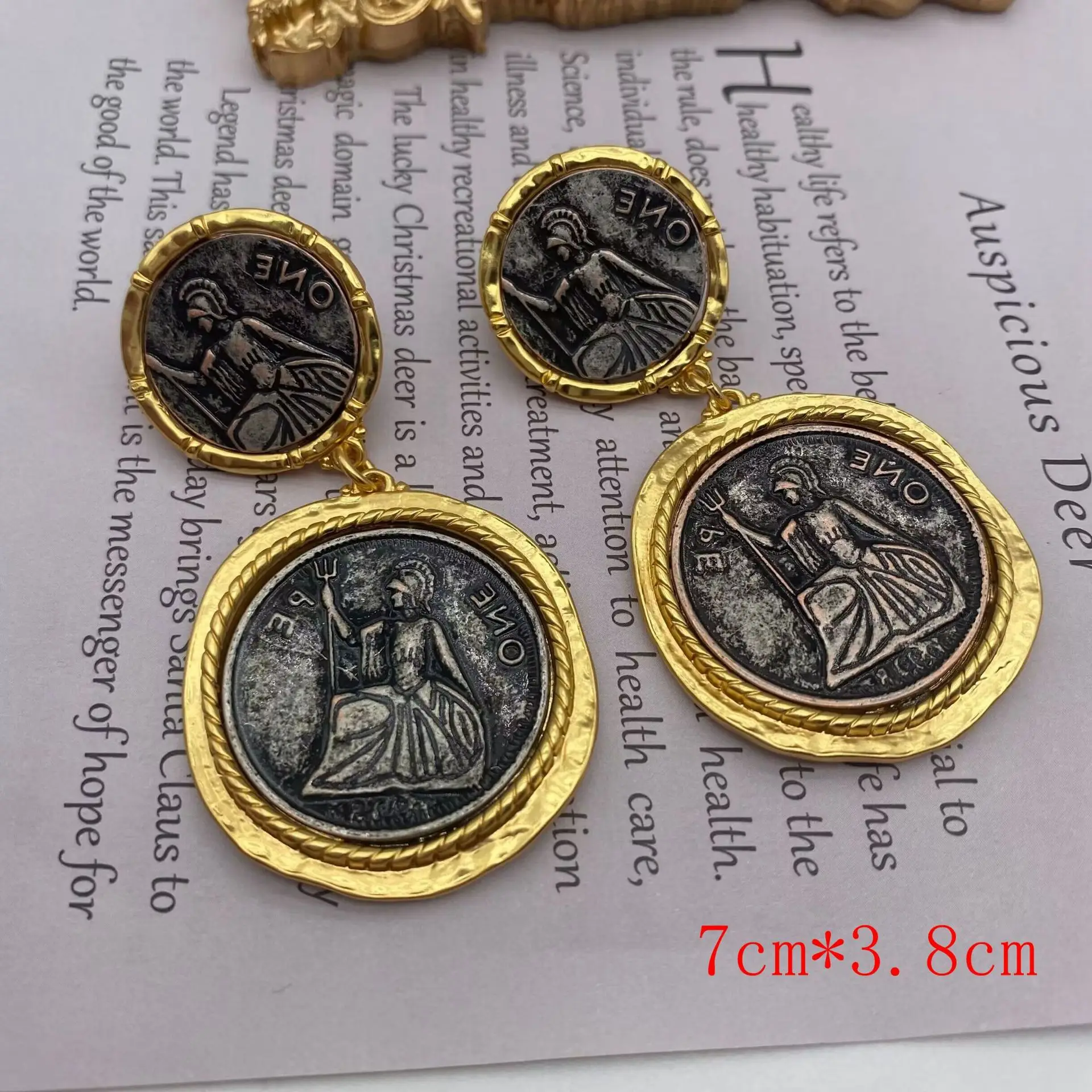 Vintage 925 Silver Needle Earrings with Real Gold Plated Design — feature 1