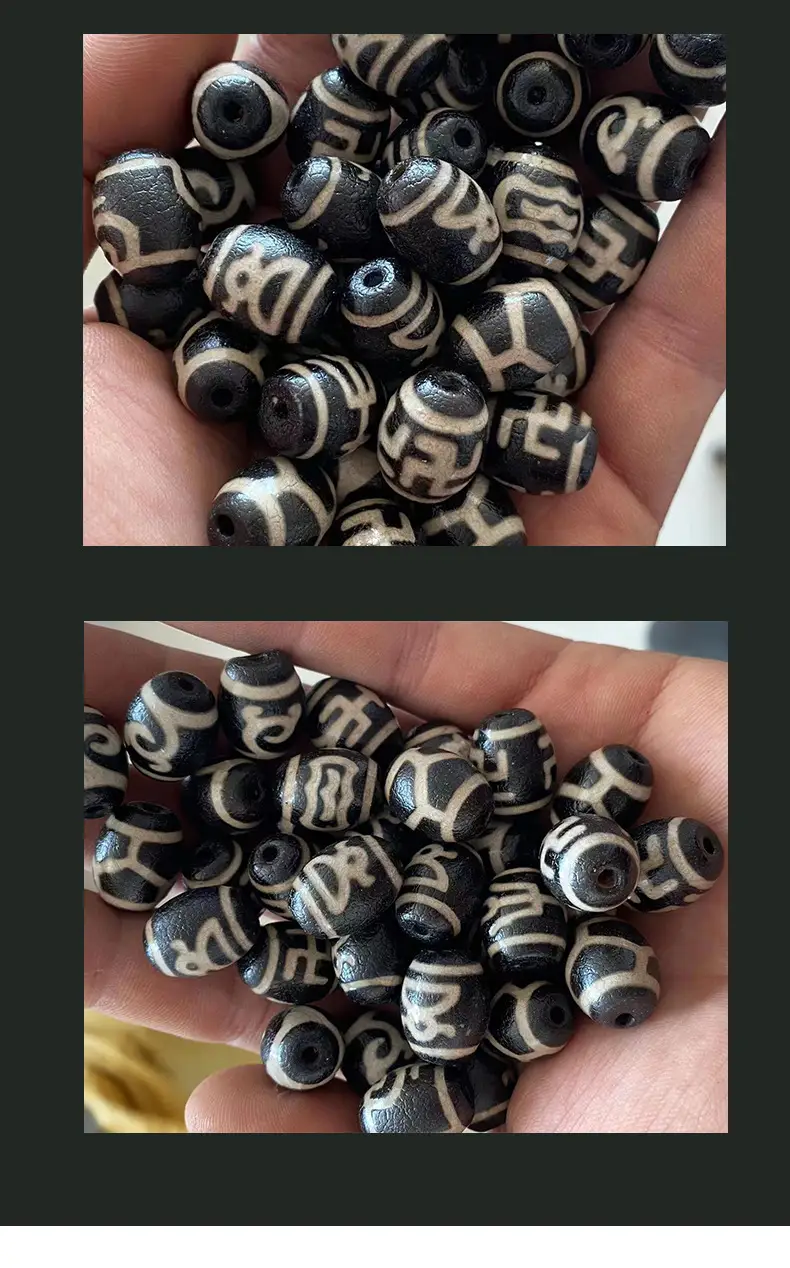 Natural Agate Beads 13x18mm Black White Pattern — feature 8