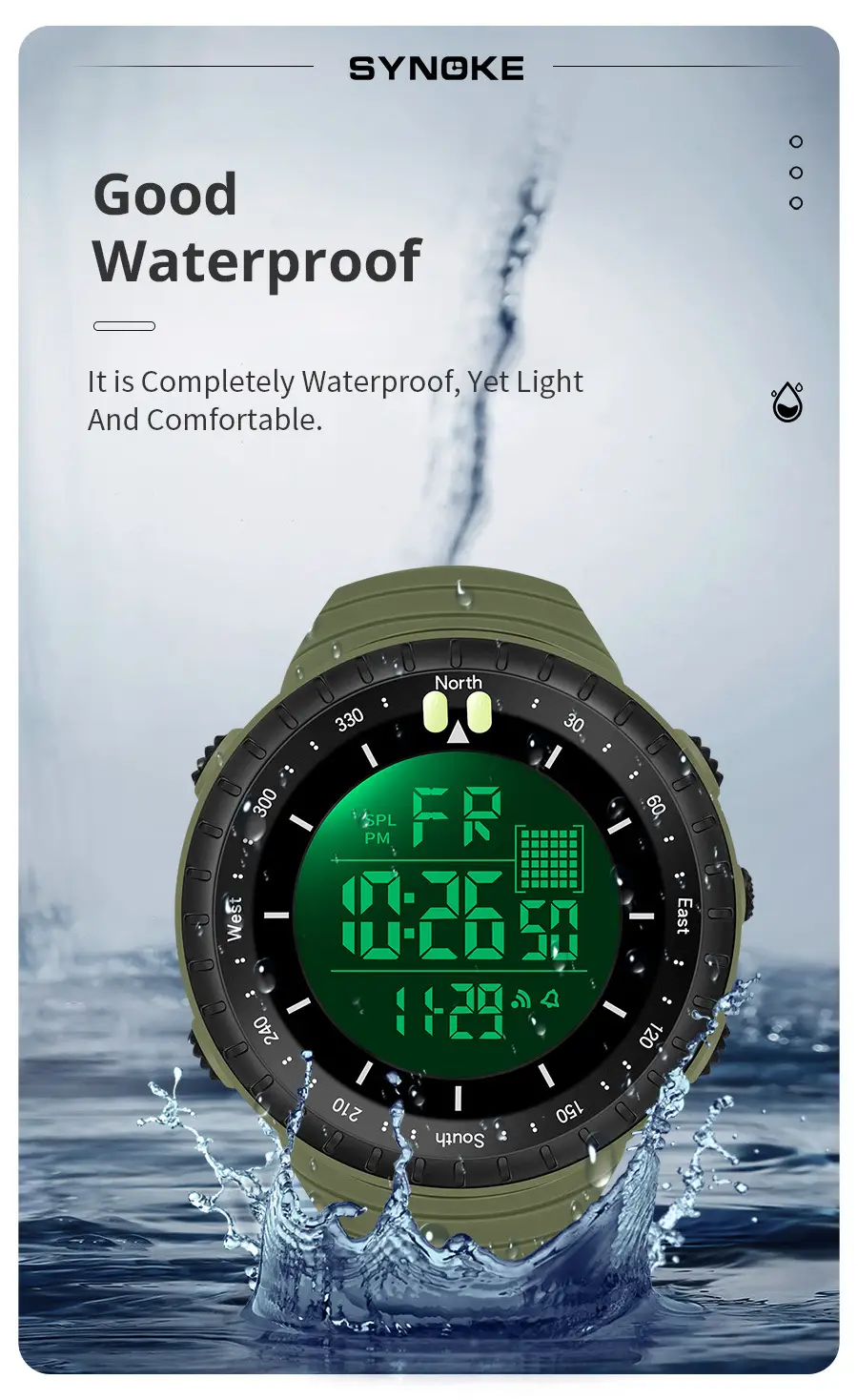 Men's Waterproof Digital Sports Watch with Lumen Display — feature 4