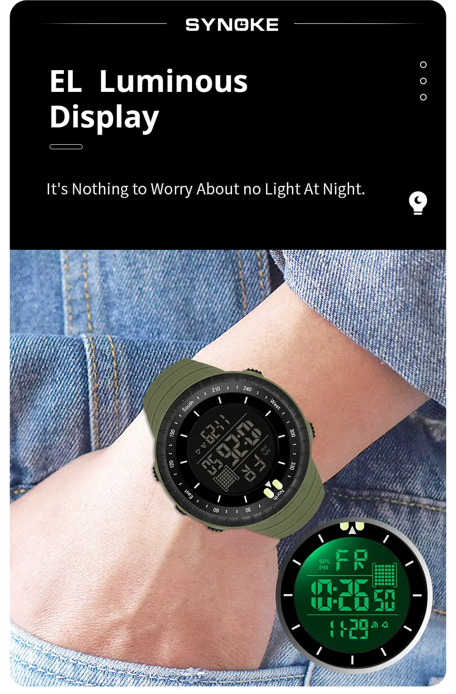 Men's Waterproof Digital Sports Watch with Lumen Display — feature 7