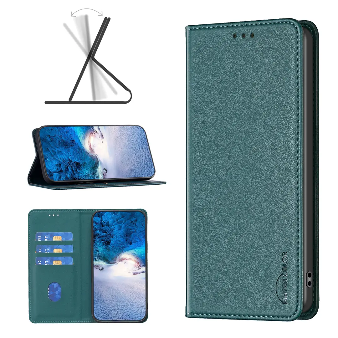Apple iPhone 17 Leather Magnetic Flip Case Teal — feature 11