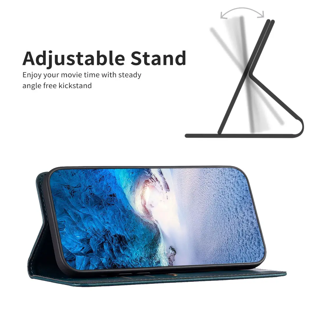 Apple iPhone 17 Leather Magnetic Flip Case Teal — feature 12