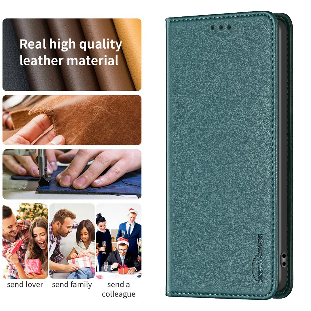 Apple iPhone 17 Leather Magnetic Flip Case Teal — feature 14