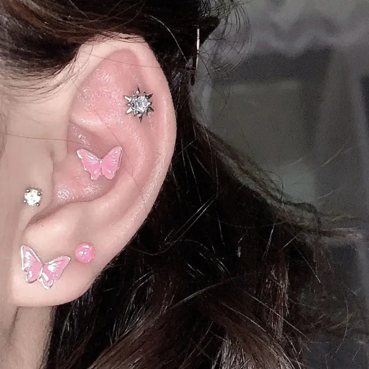 PinkDaliy Star Earrings with Zircon & Silver Plating - Image 4