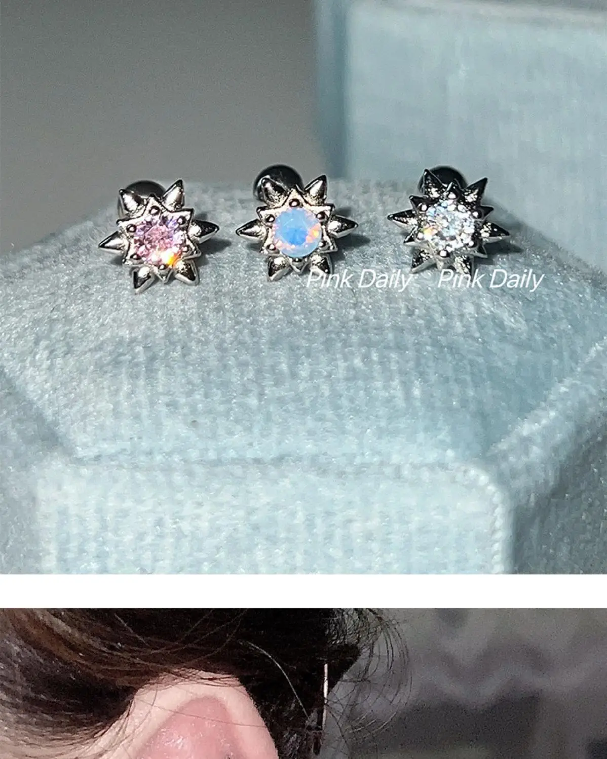 PinkDaliy Star Earrings with Zircon & Silver Plating — feature 2