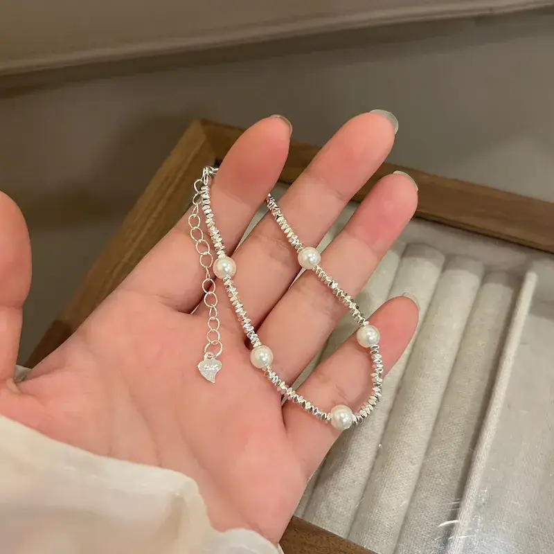 Broken Silver Pearl Bracelet for Girls Light Luxury Niche Design - Image 4