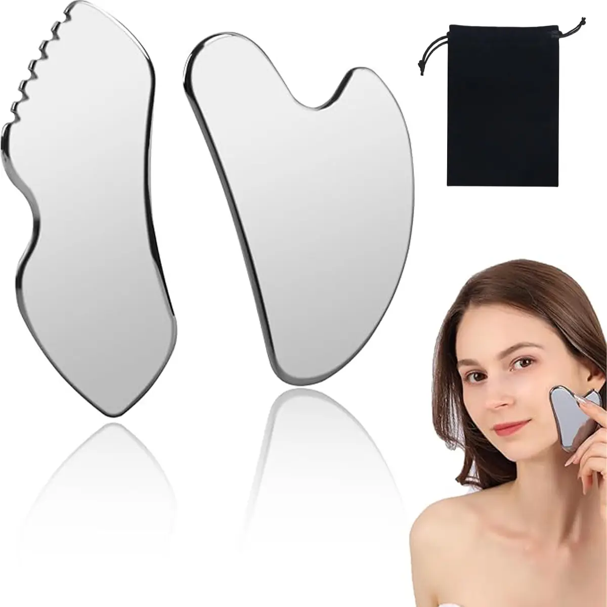 304 Heart-Shaped Facial Scrapping Board with Drawstring Bag — feature 19