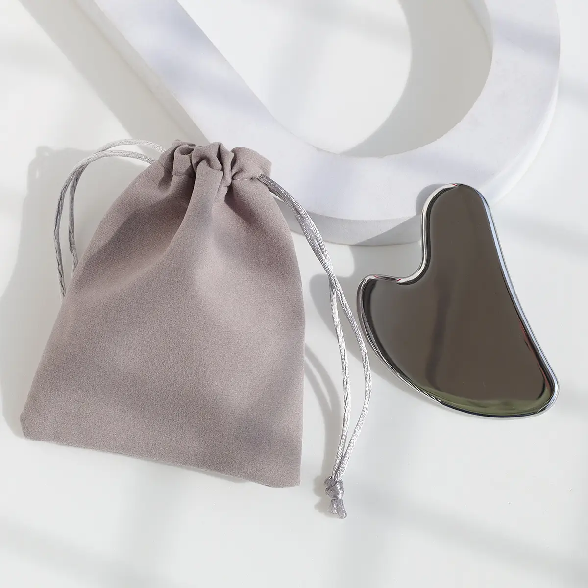 304 Heart-Shaped Facial Scrapping Board with Drawstring Bag - Image 6