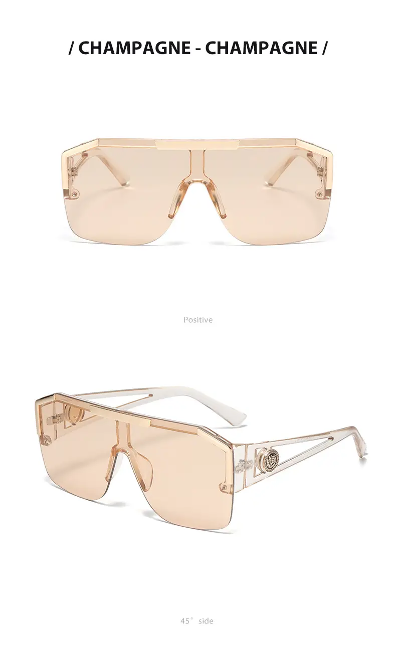 New Lion Head Sunglasses Black Gold Large Frame — feature 10