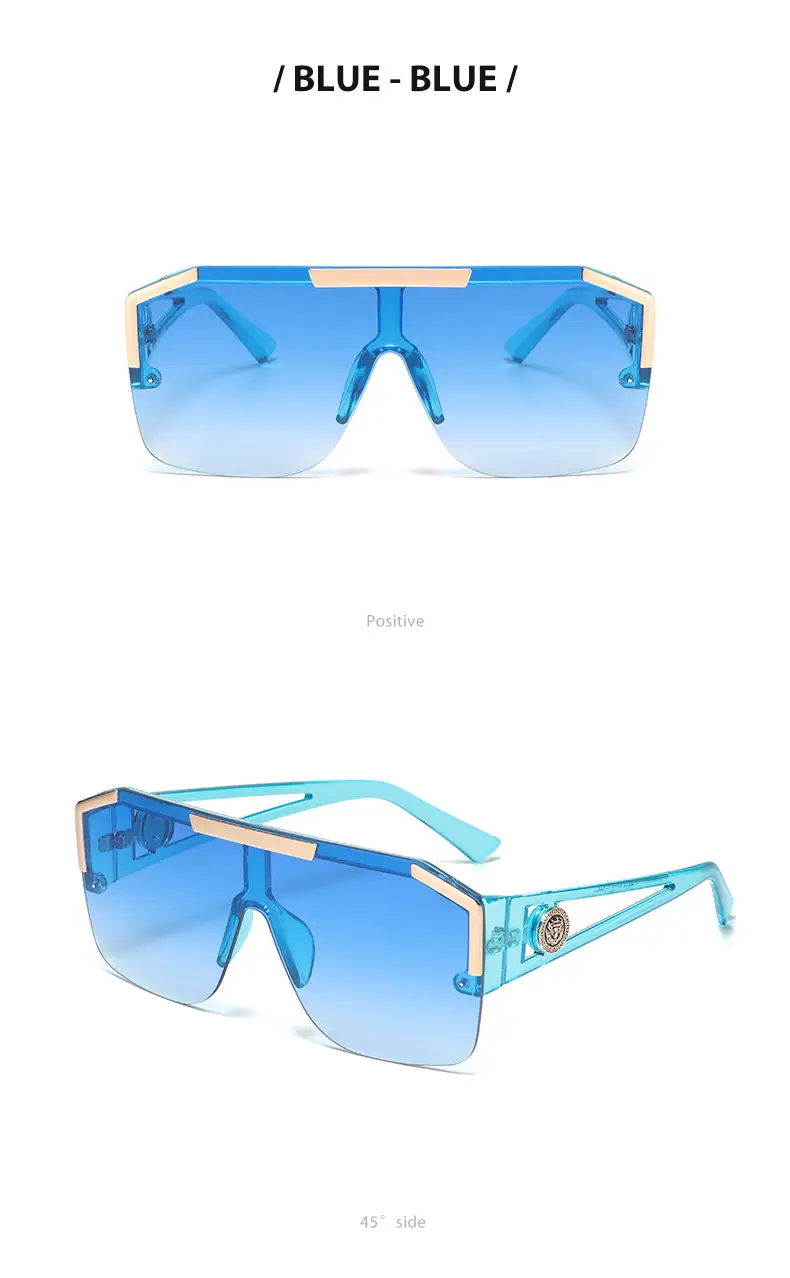 New Lion Head Sunglasses Black Gold Large Frame — feature 13