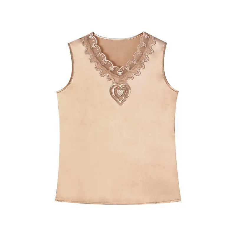 Lace V-Neck Camisole Women Satin Summer Top Large - Image 6