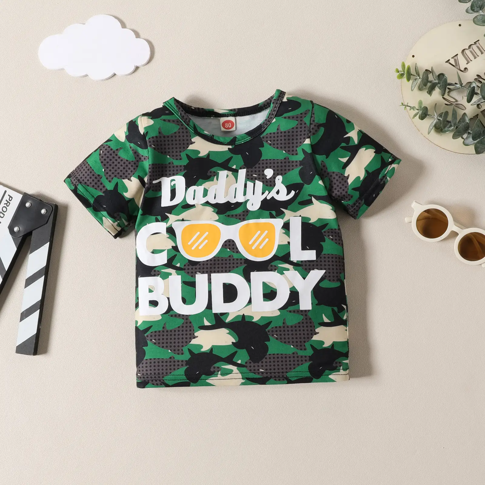Camouflage Boys T-Shirt Shorts Set Small Medium — feature 3