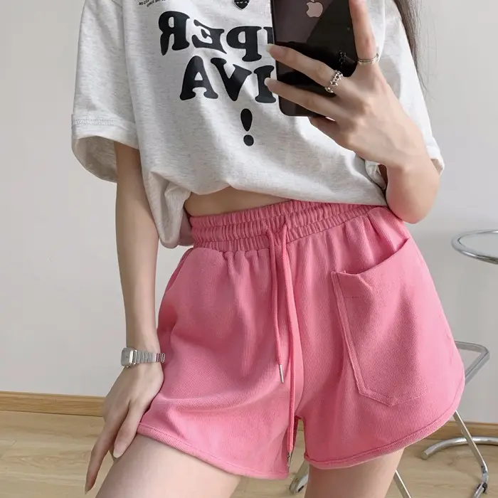 Women's Black Super Short Casual Shorts Large Pocket - Image 4