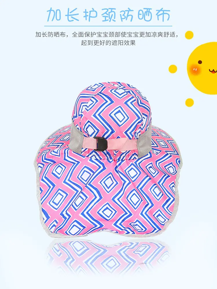 Children Sun Hat Pink Adjustable Neck Cover — feature 17