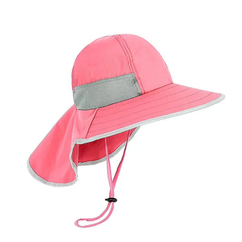 Children Sun Hat Pink Adjustable Neck Cover — feature 23