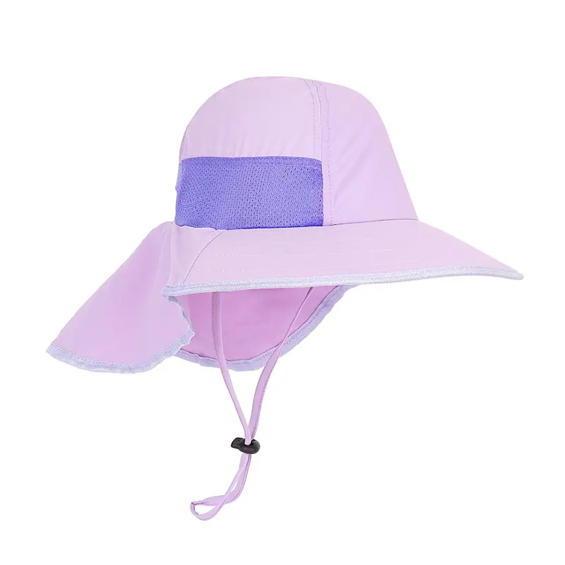Children Sun Hat Pink Adjustable Neck Cover — feature 26