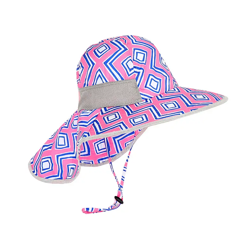 Children Sun Hat Pink Adjustable Neck Cover — feature 29