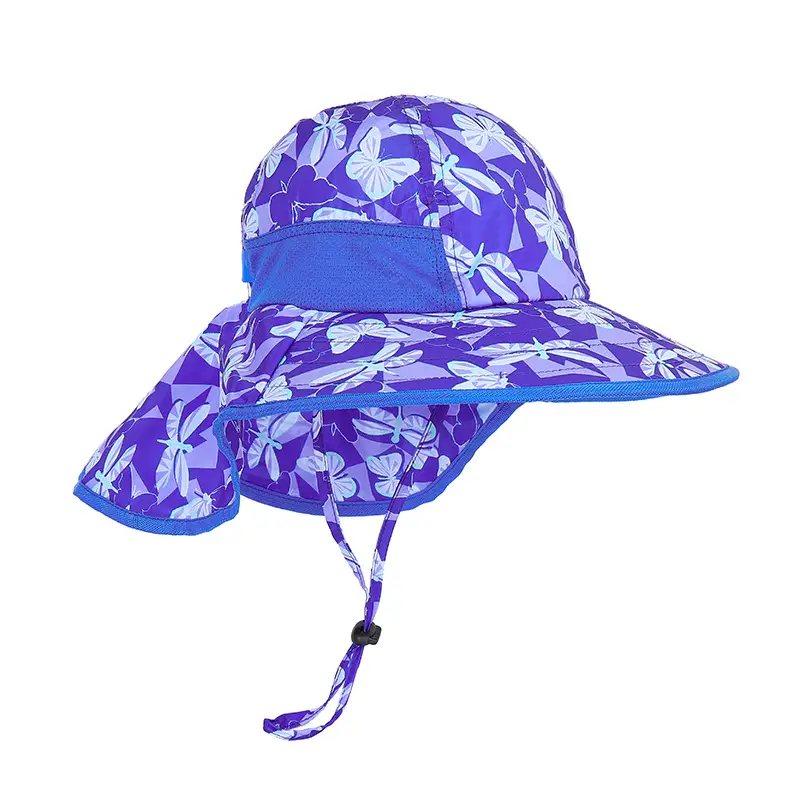 Children Sun Hat Pink Adjustable Neck Cover — feature 31