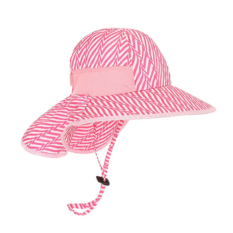 Children Sun Hat Pink Adjustable Neck Cover — feature 34
