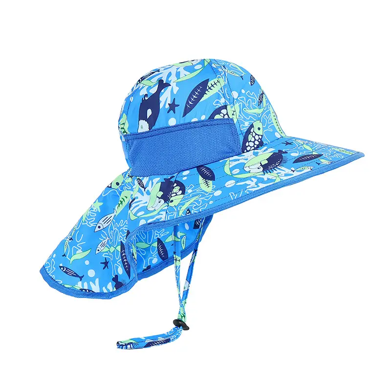 Children Sun Hat Pink Adjustable Neck Cover - Image 14