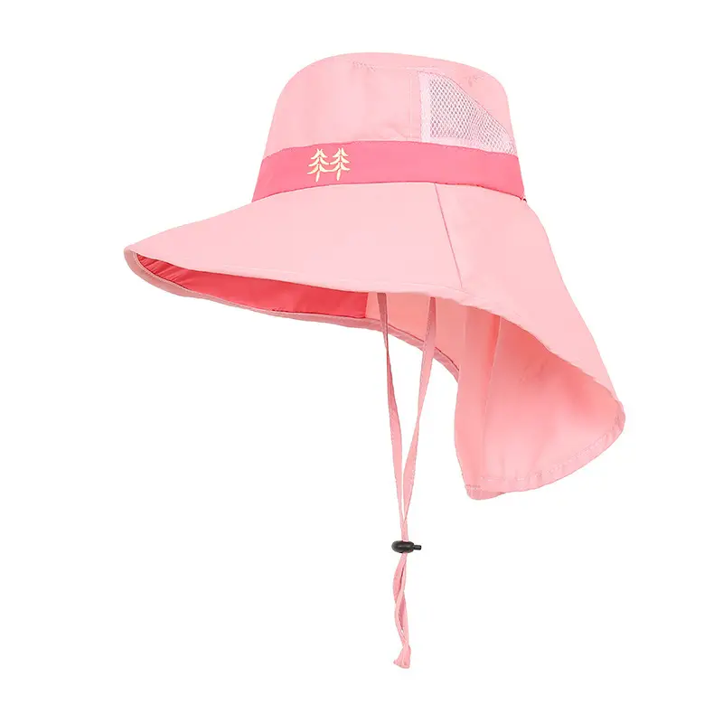 Children Sun Hat Pink Adjustable Neck Cover - Image 16