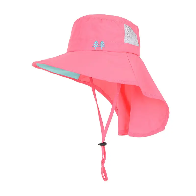 Children Sun Hat Pink Adjustable Neck Cover - Image 19