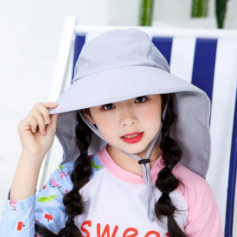 Children Sun Hat Pink Adjustable Neck Cover - Image 21