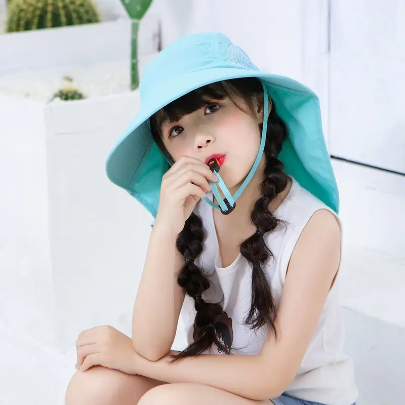 Children Sun Hat Pink Adjustable Neck Cover - Image 22