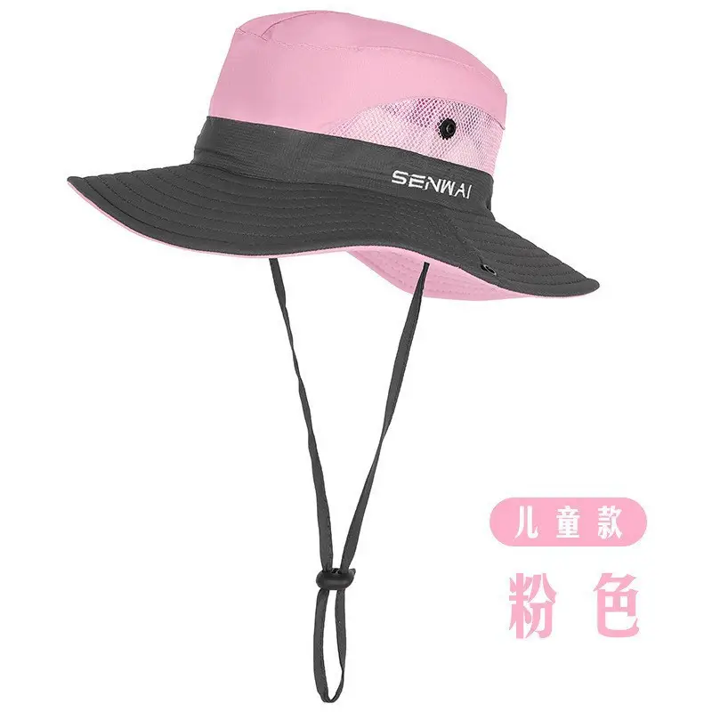 Children Sun Hat Pink Adjustable Neck Cover - Image 25