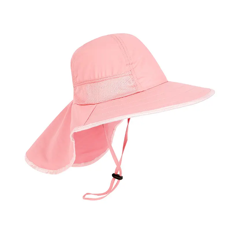 Children Sun Hat Pink Adjustable Neck Cover - Image 5